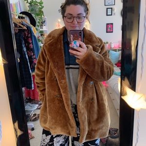 NWT Brown Faux Fur Coat
